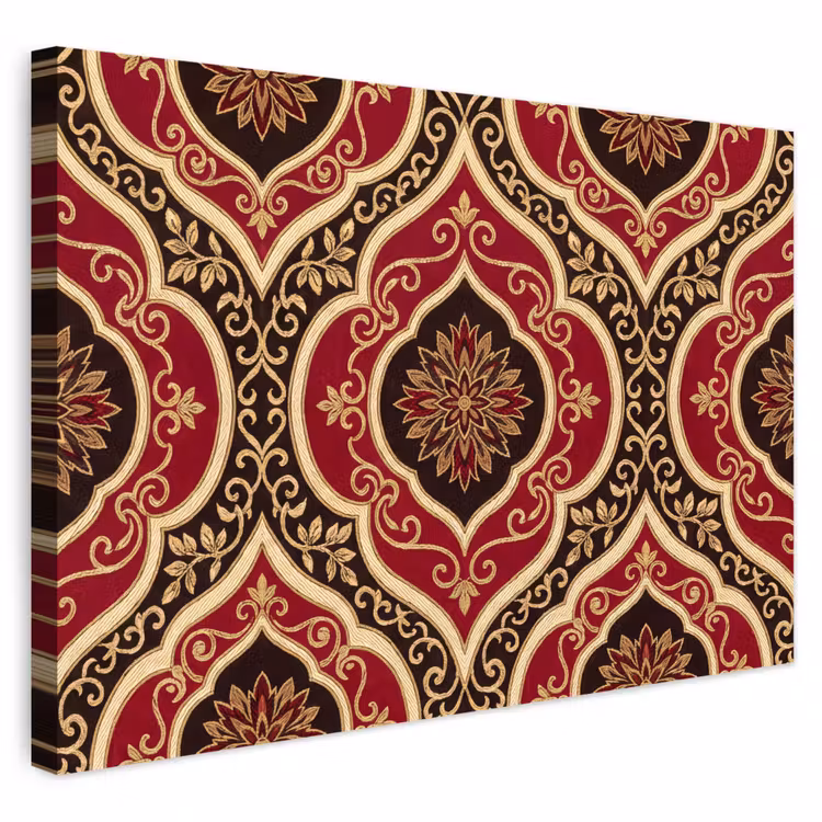 Buiten canvas - Patroon - Ornament - Barok - Rood - Goud — 1