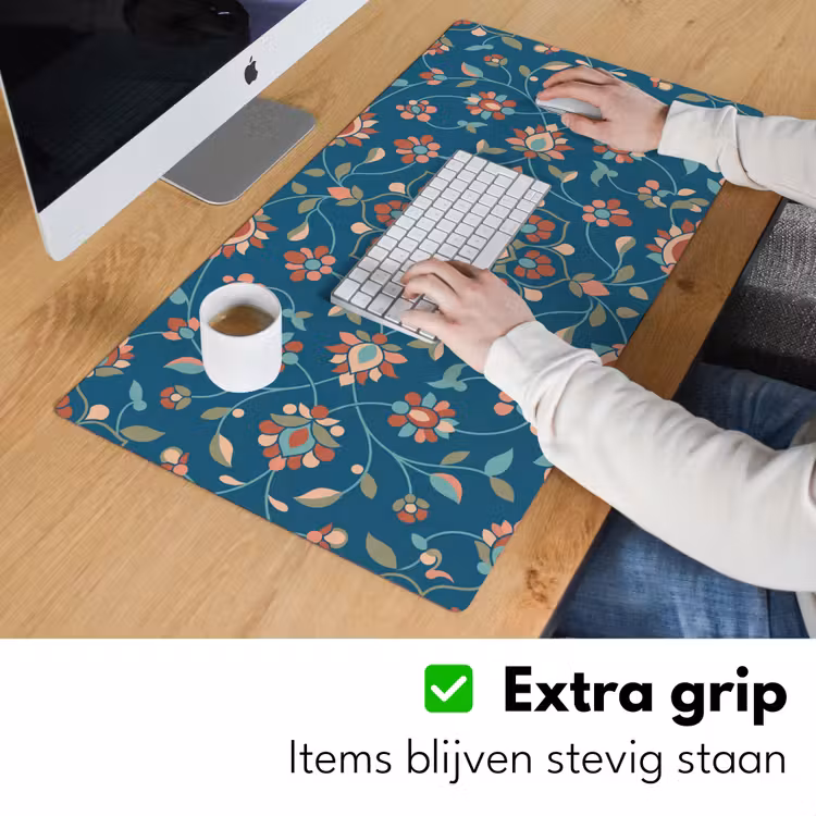 Bureau onderlegger - Bloemen - Patroon - Natuur - Ornament - Blauw — 6
