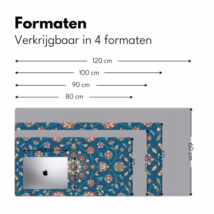 Bureau onderlegger - Bloemen - Patroon - Natuur - Ornament - Blauw — 8