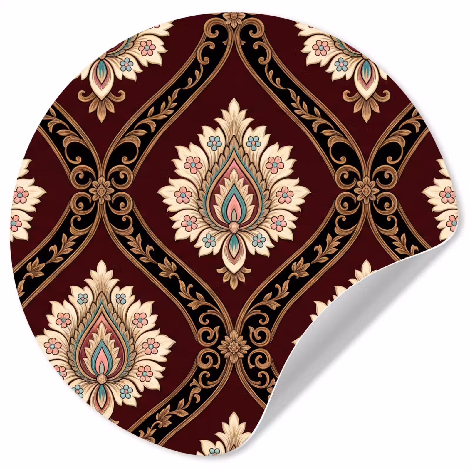 Behangcirkel - Patroon - Bloemmotief - Decoratie - Klassiek - Rood — 1