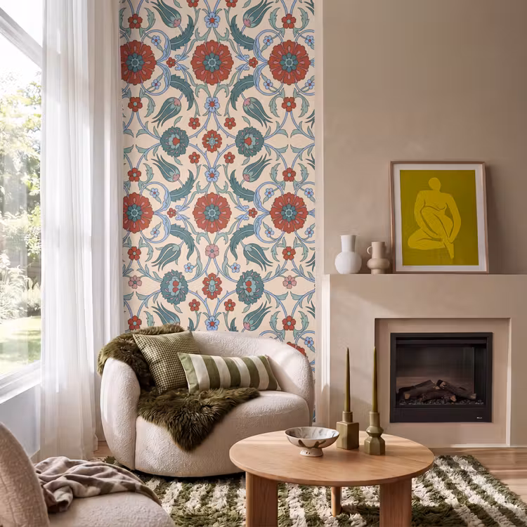 Behang - Bloemen - Patroon - Klassiek - Decoratie - Kleurrijk — 1