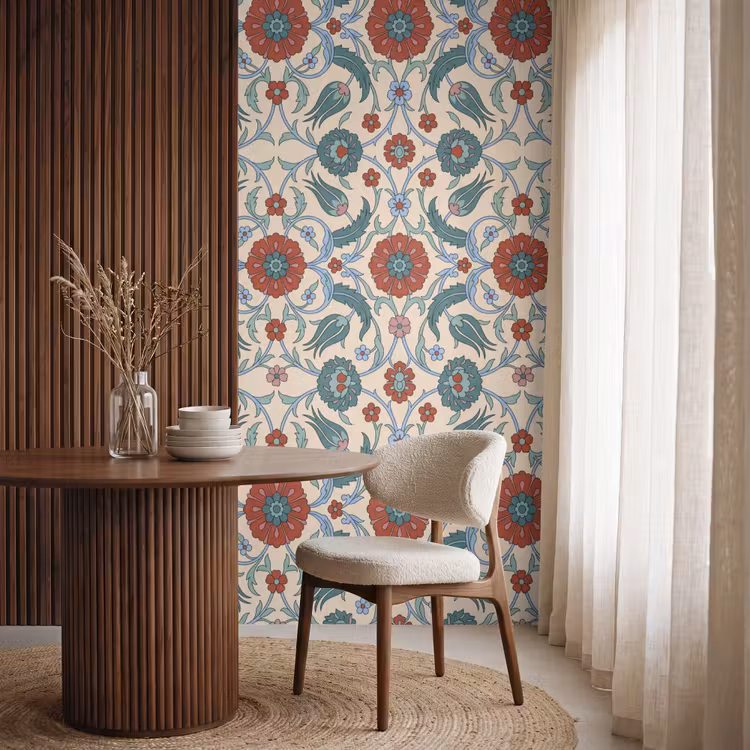 Behang - Bloemen - Patroon - Klassiek - Decoratie - Kleurrijk — 4
