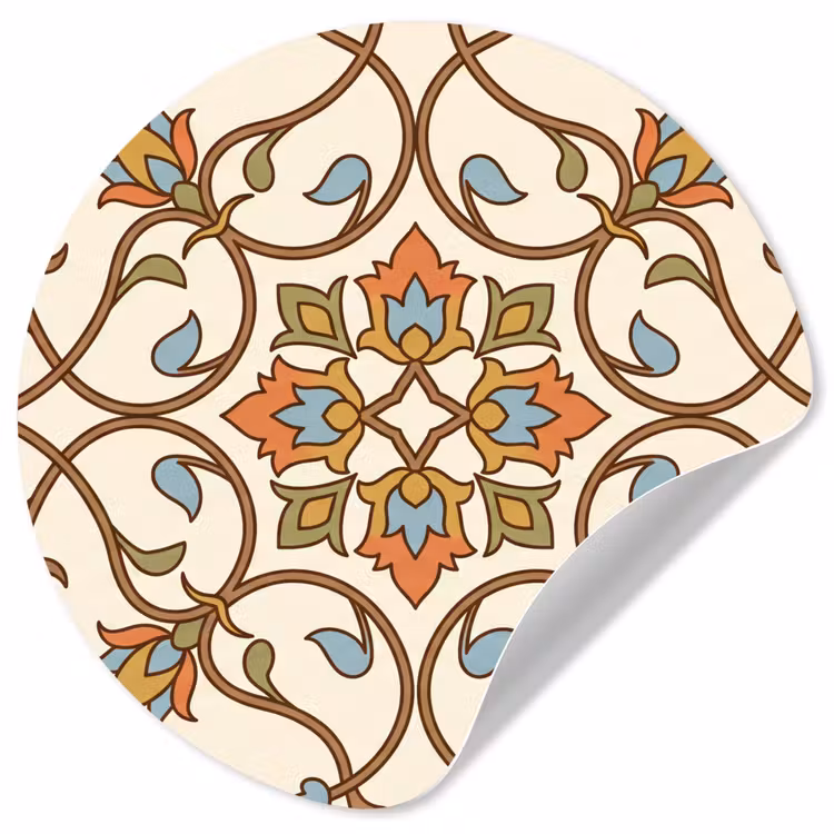 Behangcirkel - Patroon - Bloemen - Ornament - Kleurrijk — 1