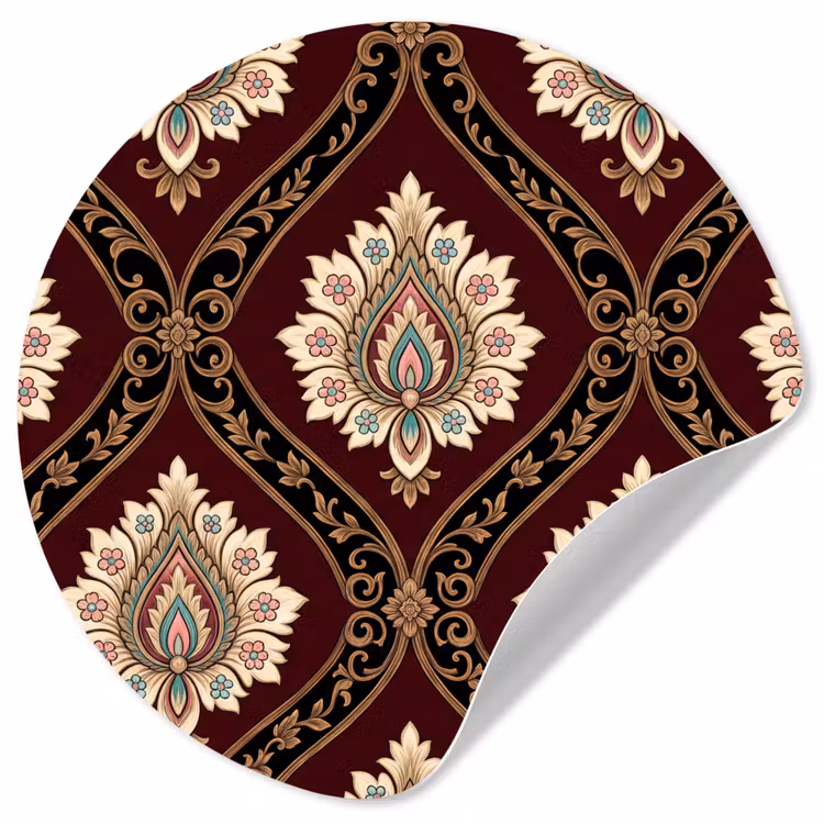 Behangcirkel - Patroon - Bloemmotief - Decoratie - Klassiek - Rood — 1