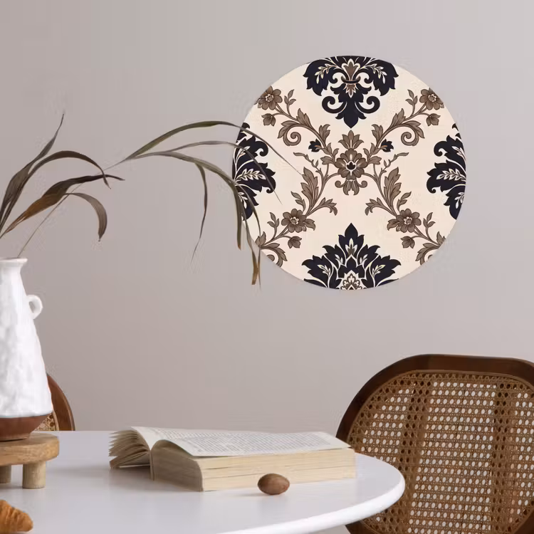 Behangcirkel - Patroon - Floraal - Klassiek - Beige-blauw — 4