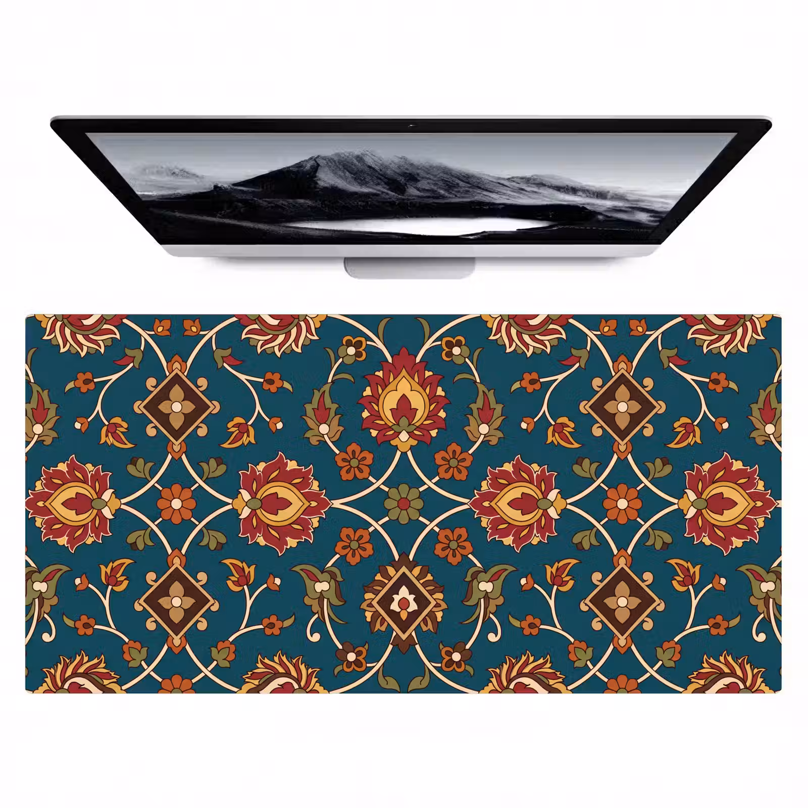 Bureau onderlegger - Ornament - Flora - Traditioneel - Klassiek - Blauwgroen — 1