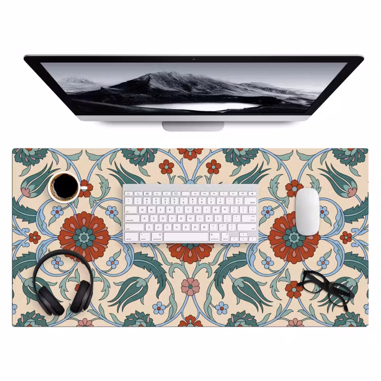 Bureau onderlegger - Bloemen - Patroon - Klassiek - Decoratie - Kleurrijk — 4