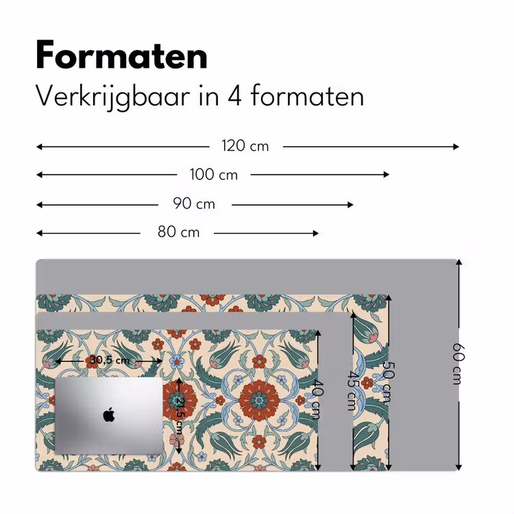 Bureau onderlegger - Bloemen - Patroon - Klassiek - Decoratie - Kleurrijk — 8