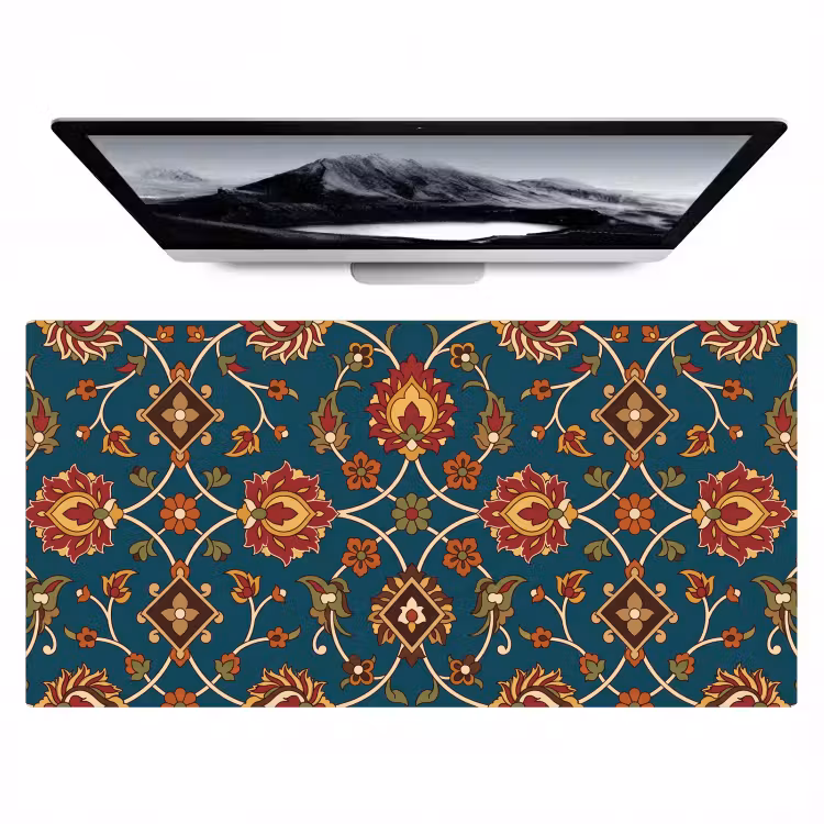 Bureau onderlegger - Ornament - Flora - Traditioneel - Klassiek - Blauwgroen — 1