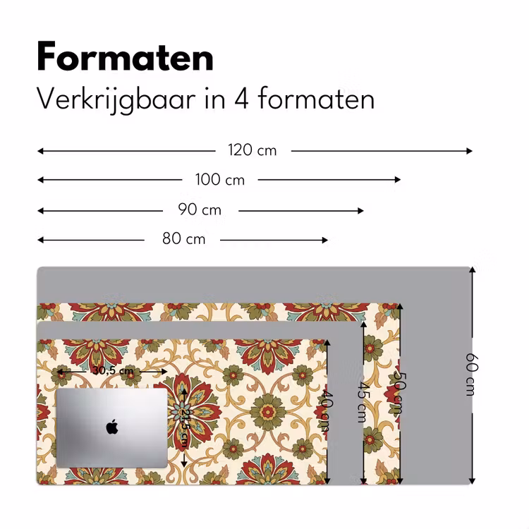 Bureau onderlegger - Patroon - Bloemen - Ornament - Klassiek - Kleurrijk — 8