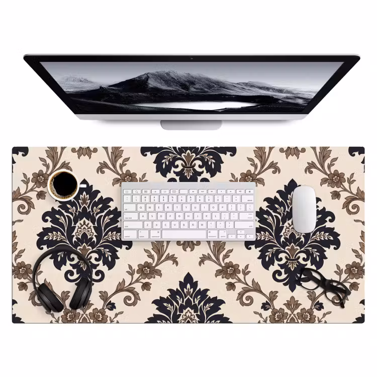 Bureau onderlegger - Patroon - Floraal - Klassiek - Beige-blauw — 4