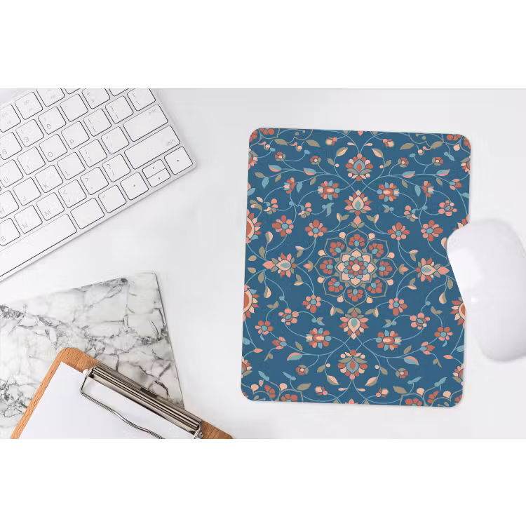 Muismat - Bloemen - Patroon - Natuur - Ornament - Blauw — 4