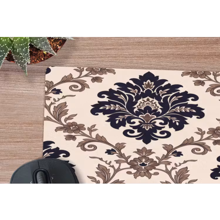 Muismat - Patroon - Floraal - Klassiek - Beige-blauw — 5
