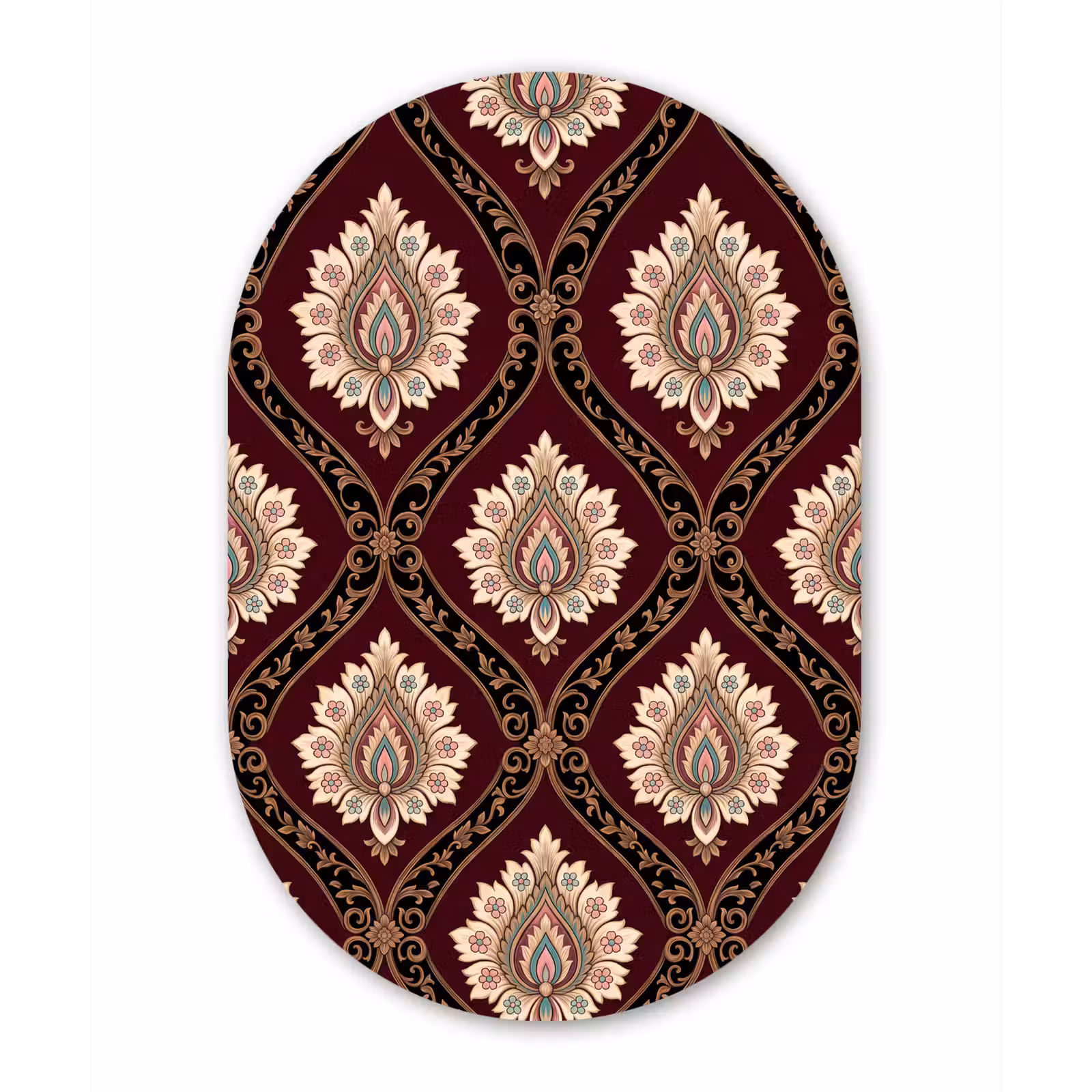 Muurovaal glas - Patroon - Bloemmotief - Decoratie - Klassiek - Rood — 1