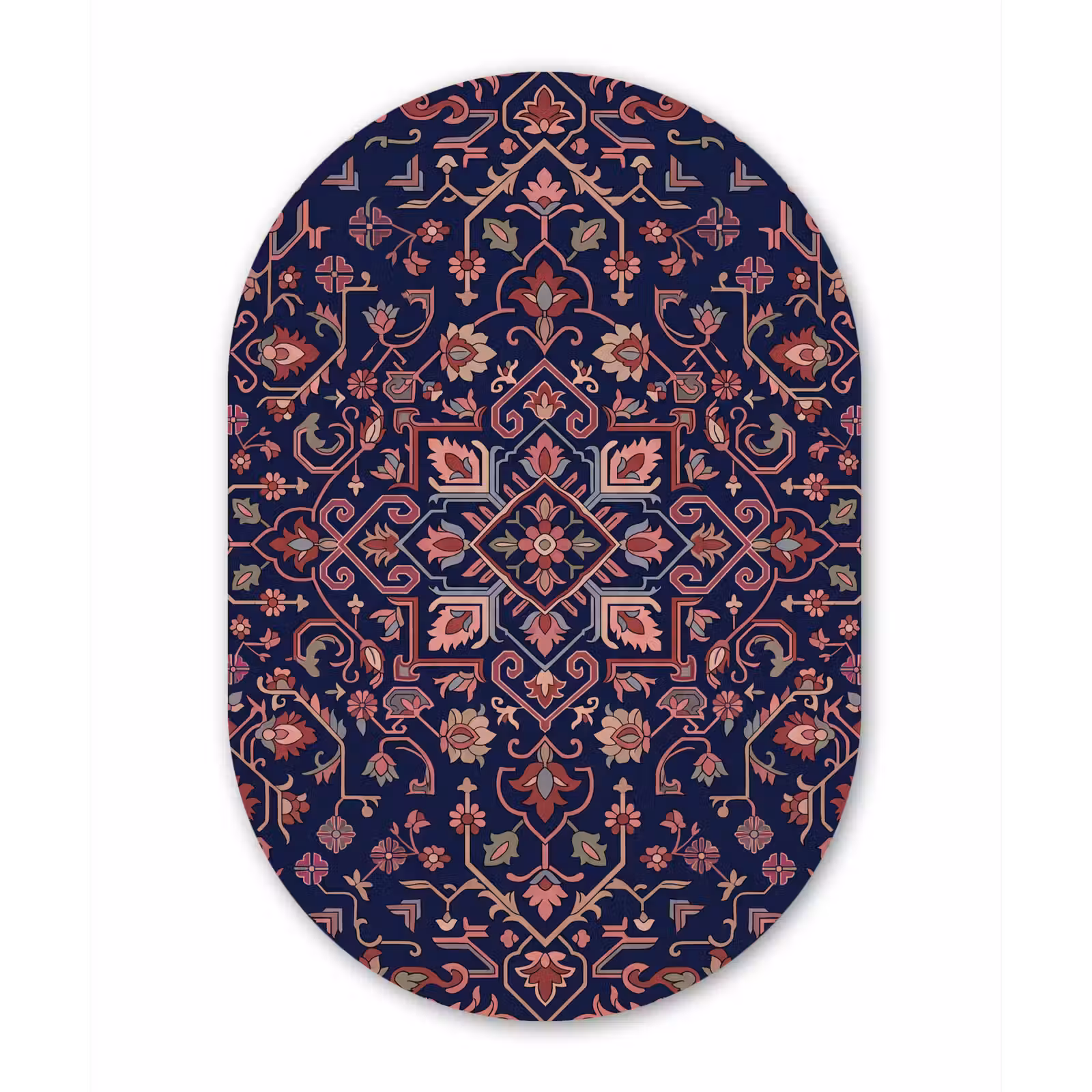 Muurovaal glas - Patroon - Oosters - Floraal - Blauw - Klassiek — 1