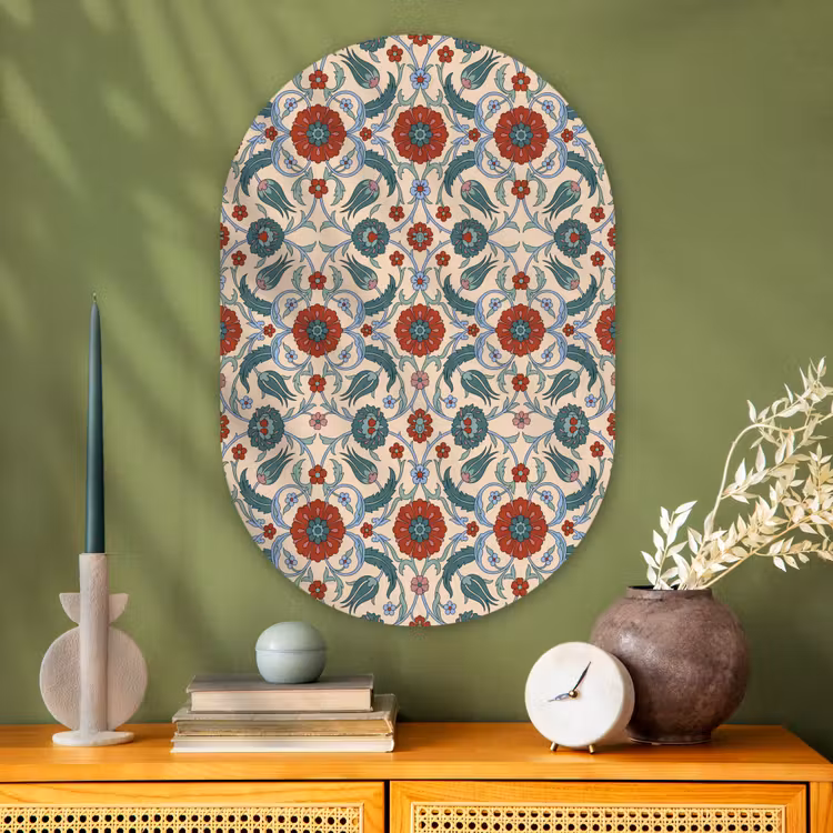 Muurovaal glas - Bloemen - Patroon - Klassiek - Decoratie - Kleurrijk — 2