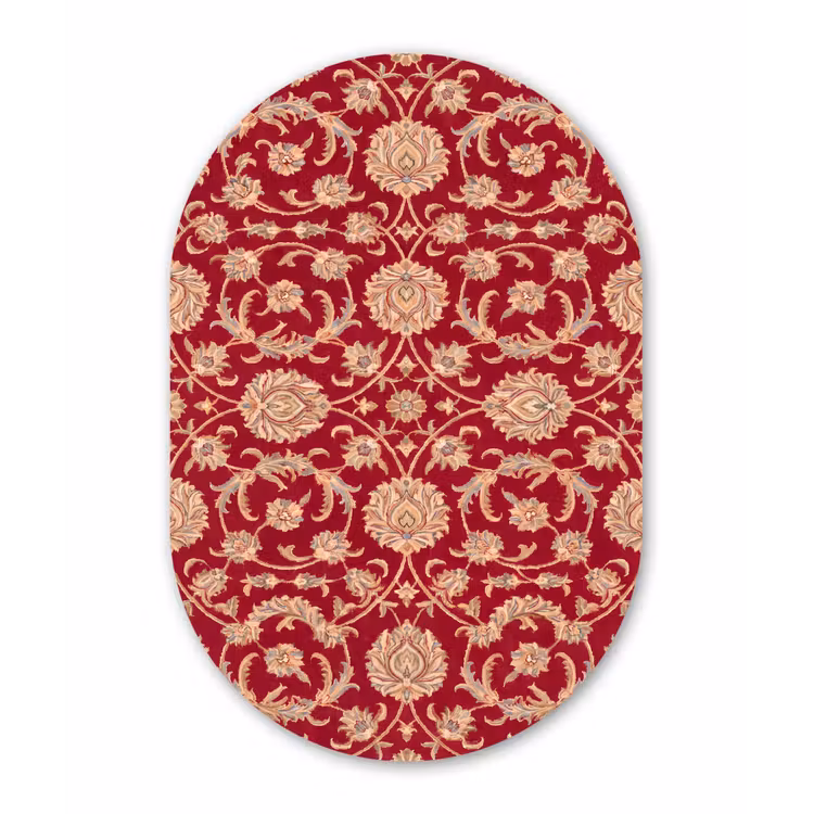 Muurovaal glas - Patroon - Bloem - Klassiek - Oosters - Rood — 1