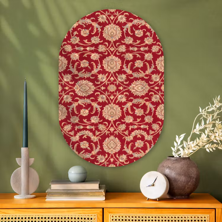 Muurovaal glas - Patroon - Bloem - Klassiek - Oosters - Rood — 2