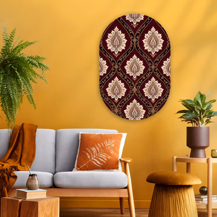 Muurovaal glas - Patroon - Bloemmotief - Decoratie - Klassiek - Rood — 3