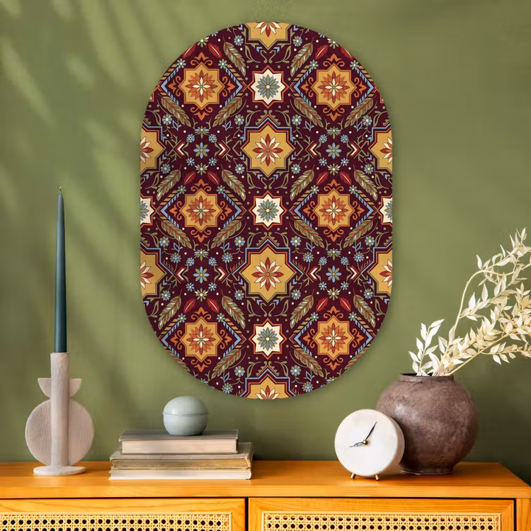 Muurovaal glas - Patroon - Floraal - Geometrisch - Kleurrijk - Decoratie — 2