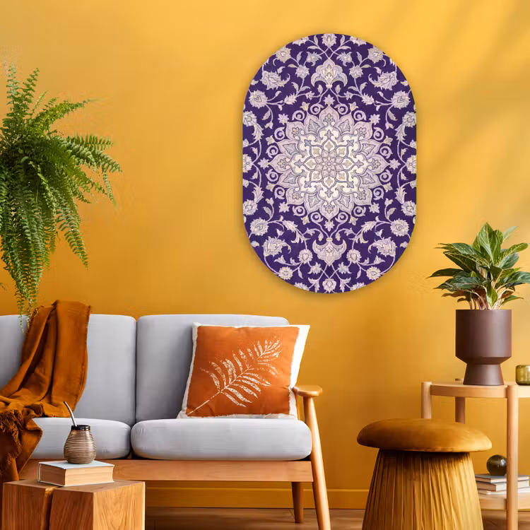 Muurovaal glas - Patroon - Medallion - Oosters - Paars - Decoratie — 3