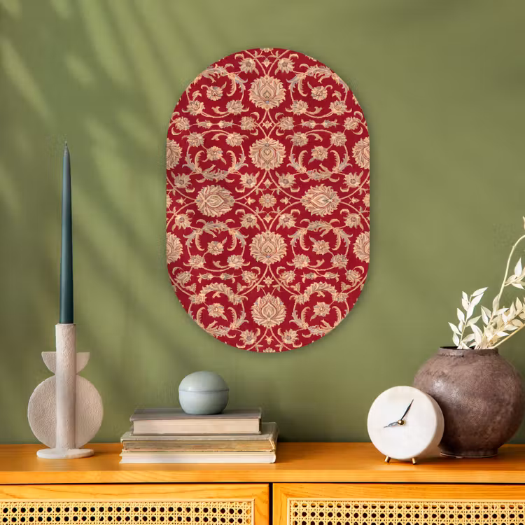 Muurovaal - Patroon - Bloem - Klassiek - Oosters - Rood — 2
