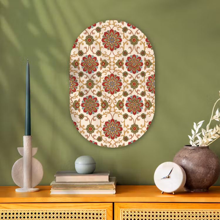 Muurovaal - Patroon - Bloemen - Ornament - Klassiek - Kleurrijk — 2