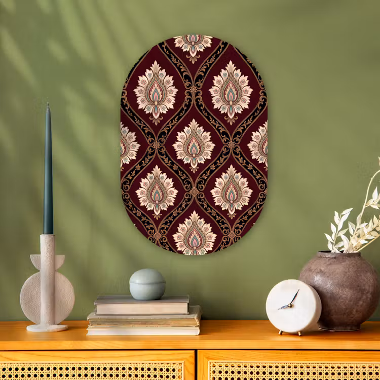 Muurovaal - Patroon - Bloemmotief - Decoratie - Klassiek - Rood — 2