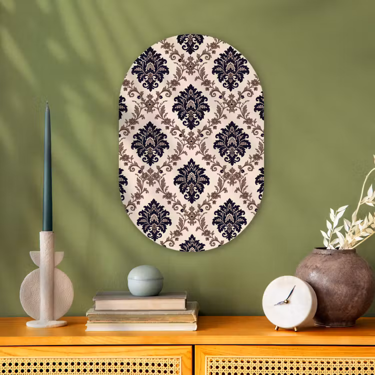 Muurovaal - Patroon - Floraal - Klassiek - Beige-blauw — 2