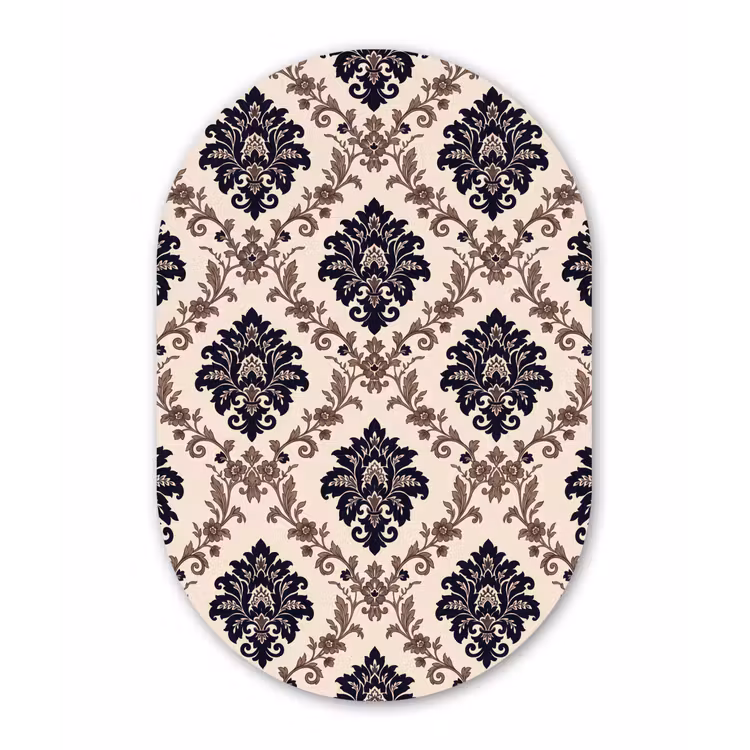 Muurovaal - Patroon - Floraal - Klassiek - Beige-blauw — 3