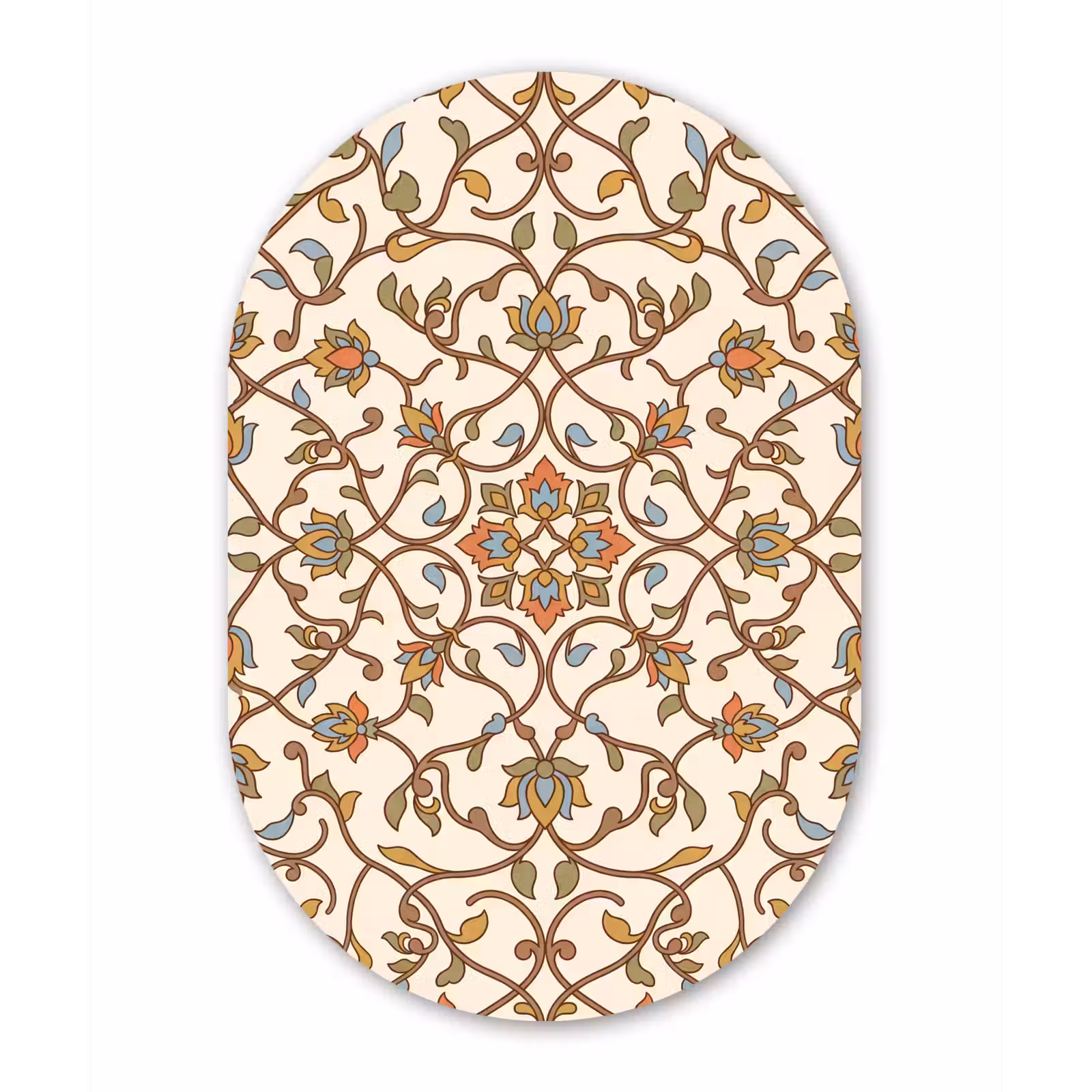 Muurovaal glas - Patroon - Bloemen - Ornament - Kleurrijk — 1