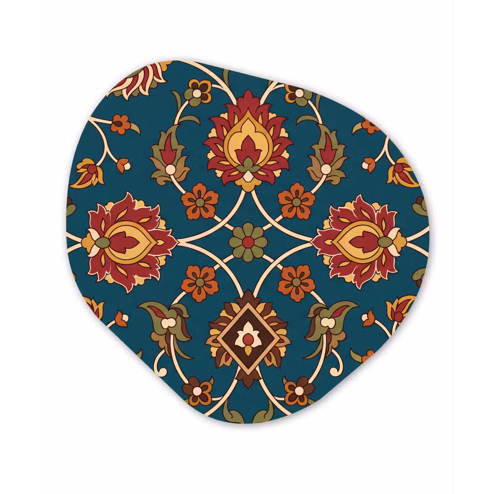 Organisch schilderij glas - Ornament - Flora - Traditioneel - Klassiek - Blauwgroen — 1