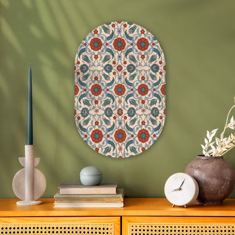 Muurovaal - Bloemen - Patroon - Klassiek - Decoratie - Kleurrijk — 2