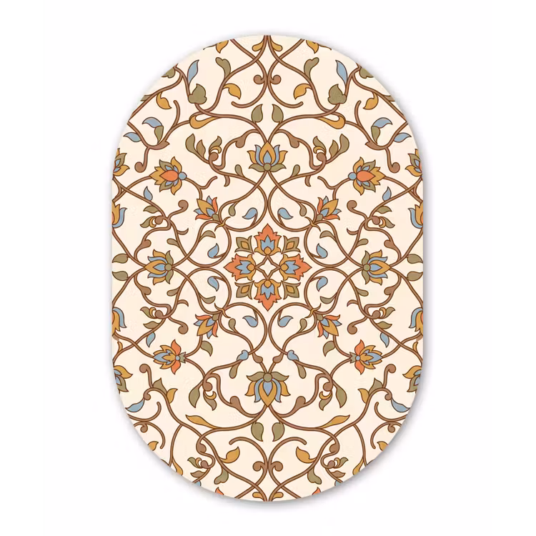 Muurovaal glas - Patroon - Bloemen - Ornament - Kleurrijk — 1