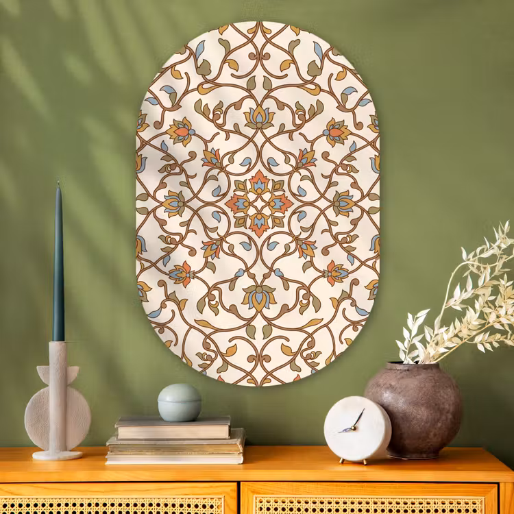Muurovaal glas - Patroon - Bloemen - Ornament - Kleurrijk — 2