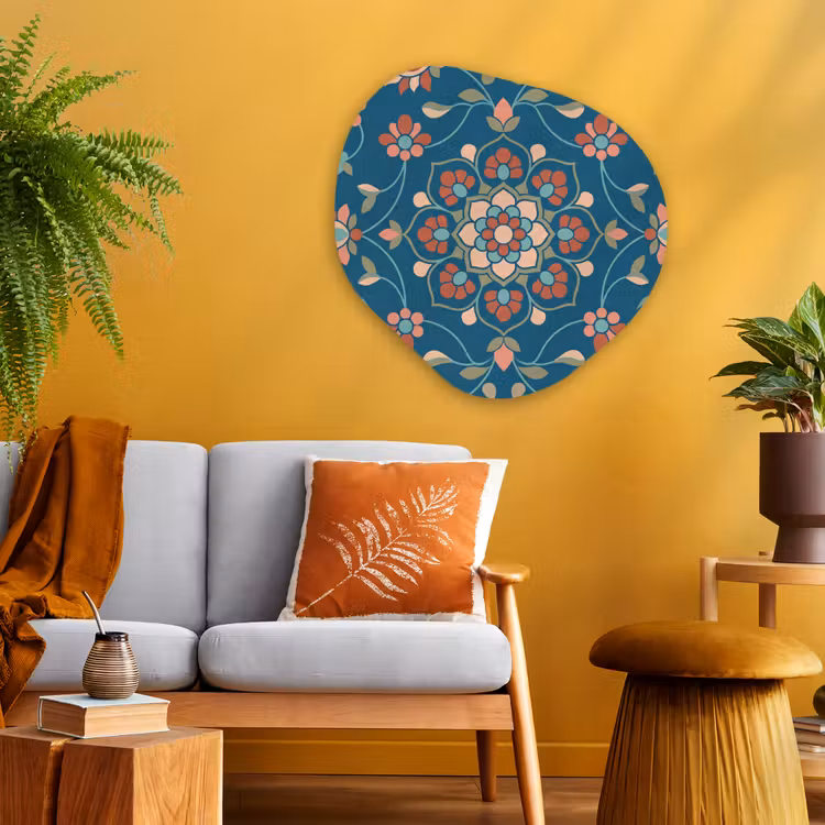 Organisch schilderij glas - Bloemen - Patroon - Natuur - Ornament - Blauw — 3