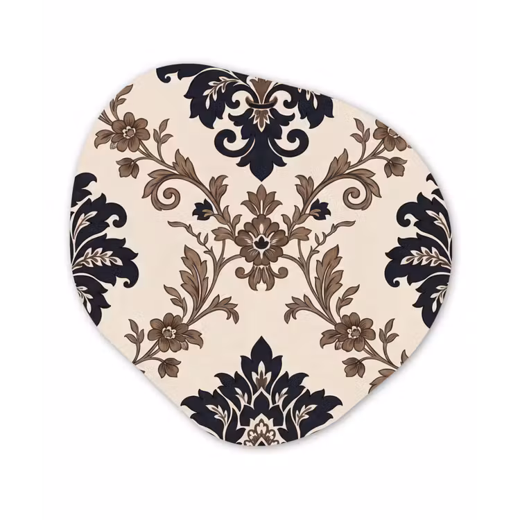 Organisch schilderij glas - Patroon - Floraal - Klassiek - Beige-blauw — 1