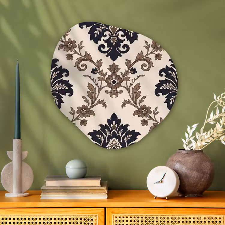 Organisch schilderij glas - Patroon - Floraal - Klassiek - Beige-blauw — 2