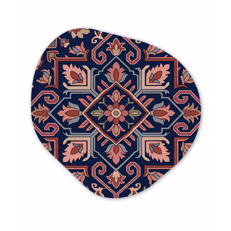 Organisch schilderij glas - Patroon - Oosters - Floraal - Blauw - Klassiek — 1
