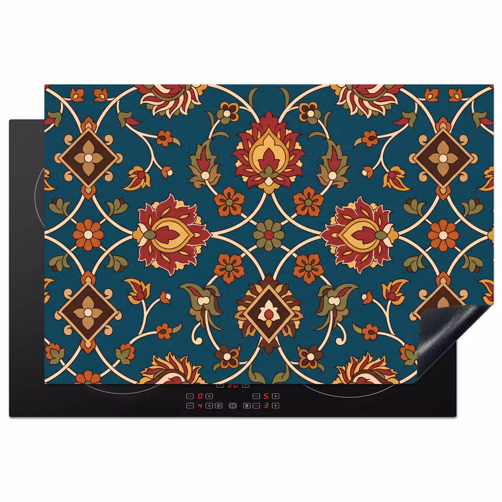 Inductiebeschermer - Ornament - Flora - Traditioneel - Klassiek - Blauwgroen — 1