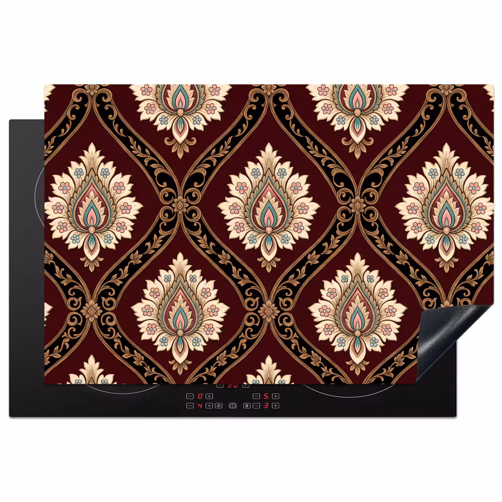 Inductiebeschermer - Patroon - Bloemmotief - Decoratie - Klassiek - Rood — 1