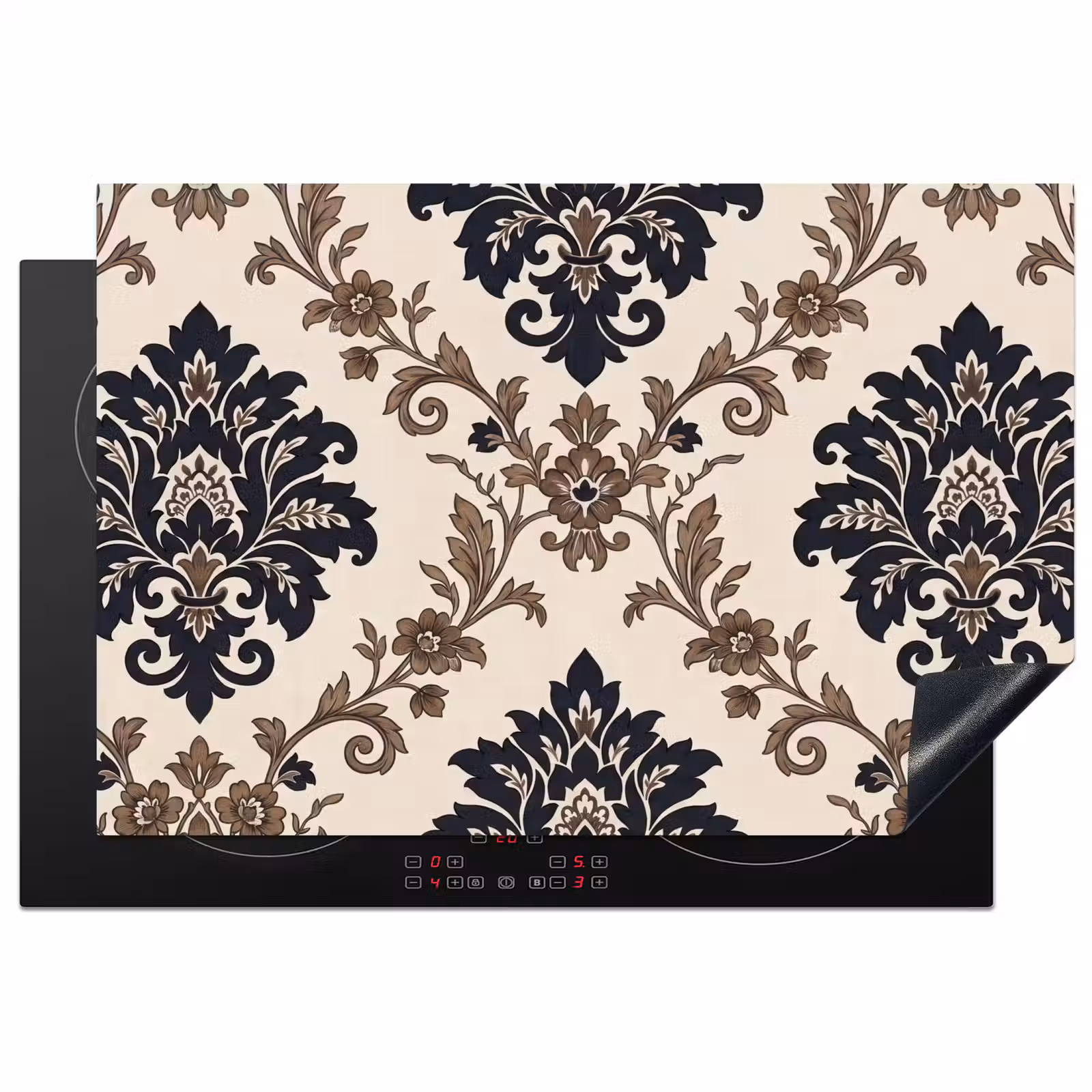 Inductiebeschermer - Patroon - Floraal - Klassiek - Beige-blauw — 1