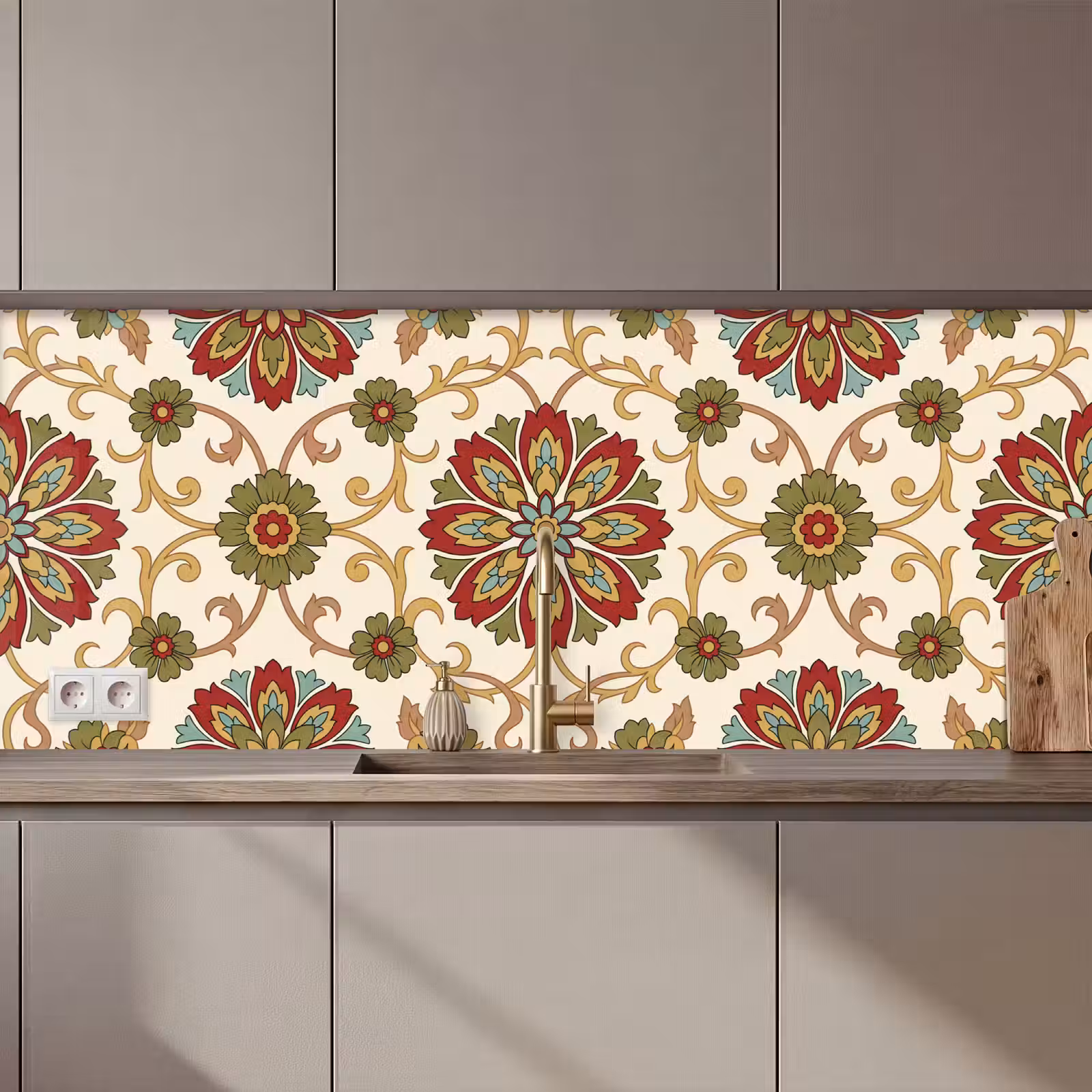 Keuken achterwand - Patroon - Bloemen - Ornament - Klassiek - Kleurrijk — 1