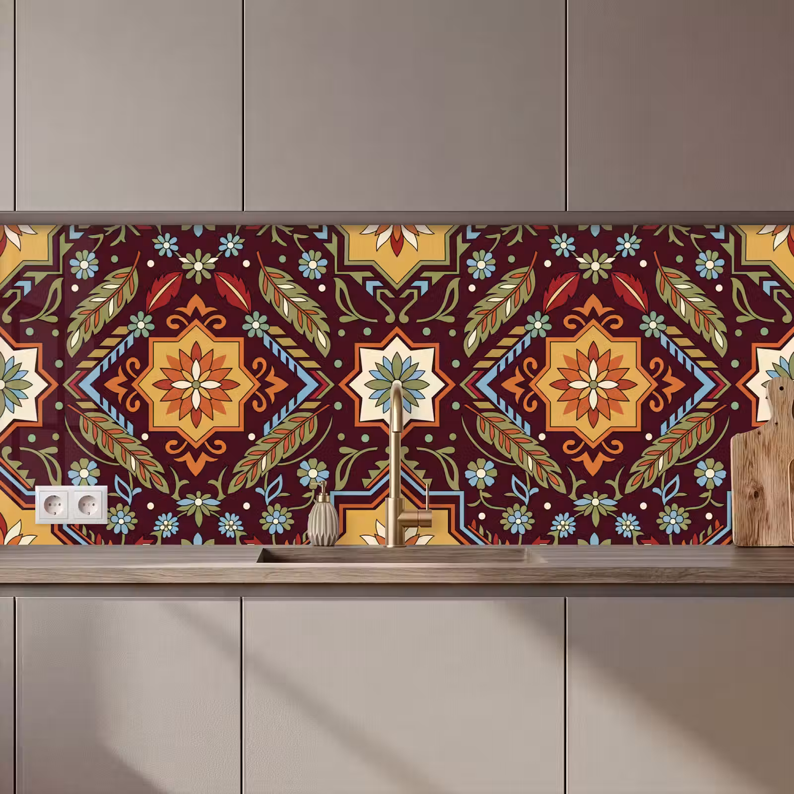 Keuken achterwand - Patroon - Floraal - Geometrisch - Kleurrijk - Decoratie — 1