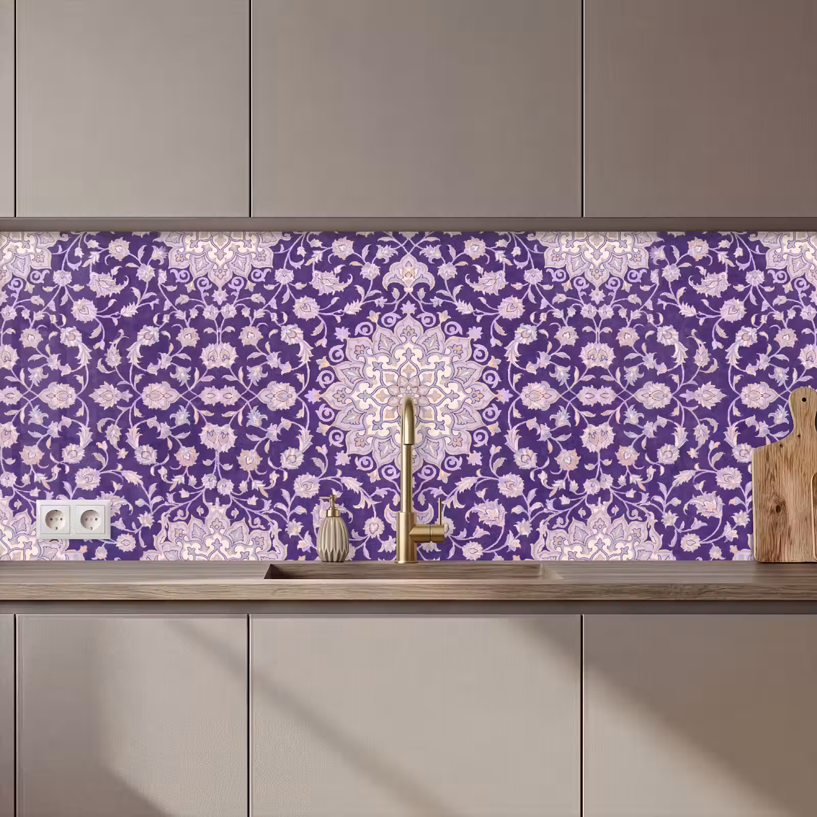 Keuken achterwand - Patroon - Medallion - Oosters - Paars - Decoratie — 1