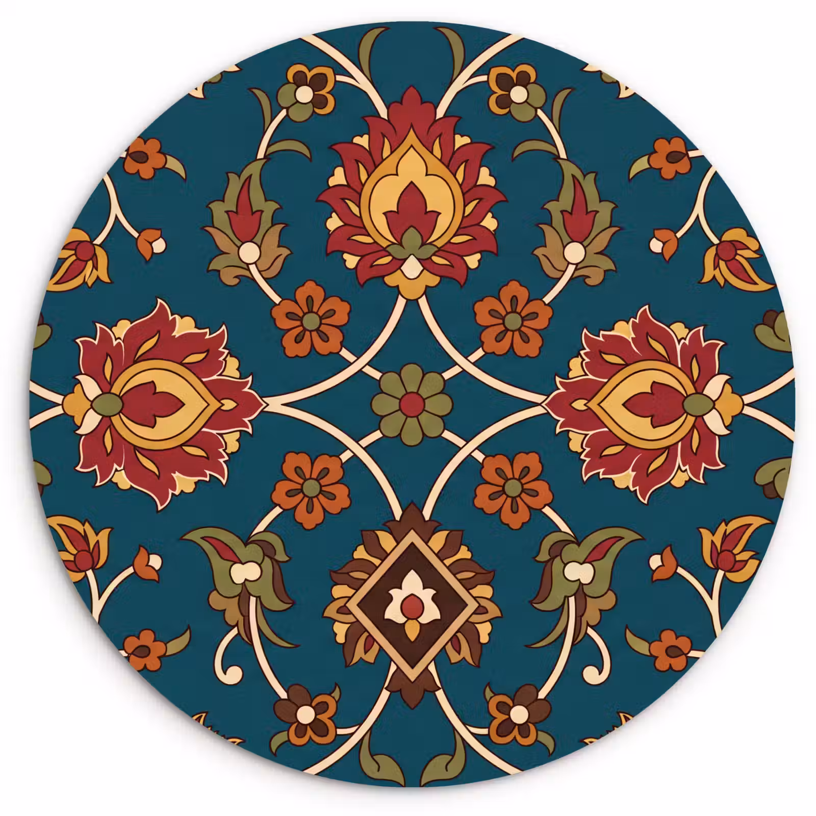 Muurcirkel - Ornament - Flora - Traditioneel - Klassiek - Blauwgroen — 1