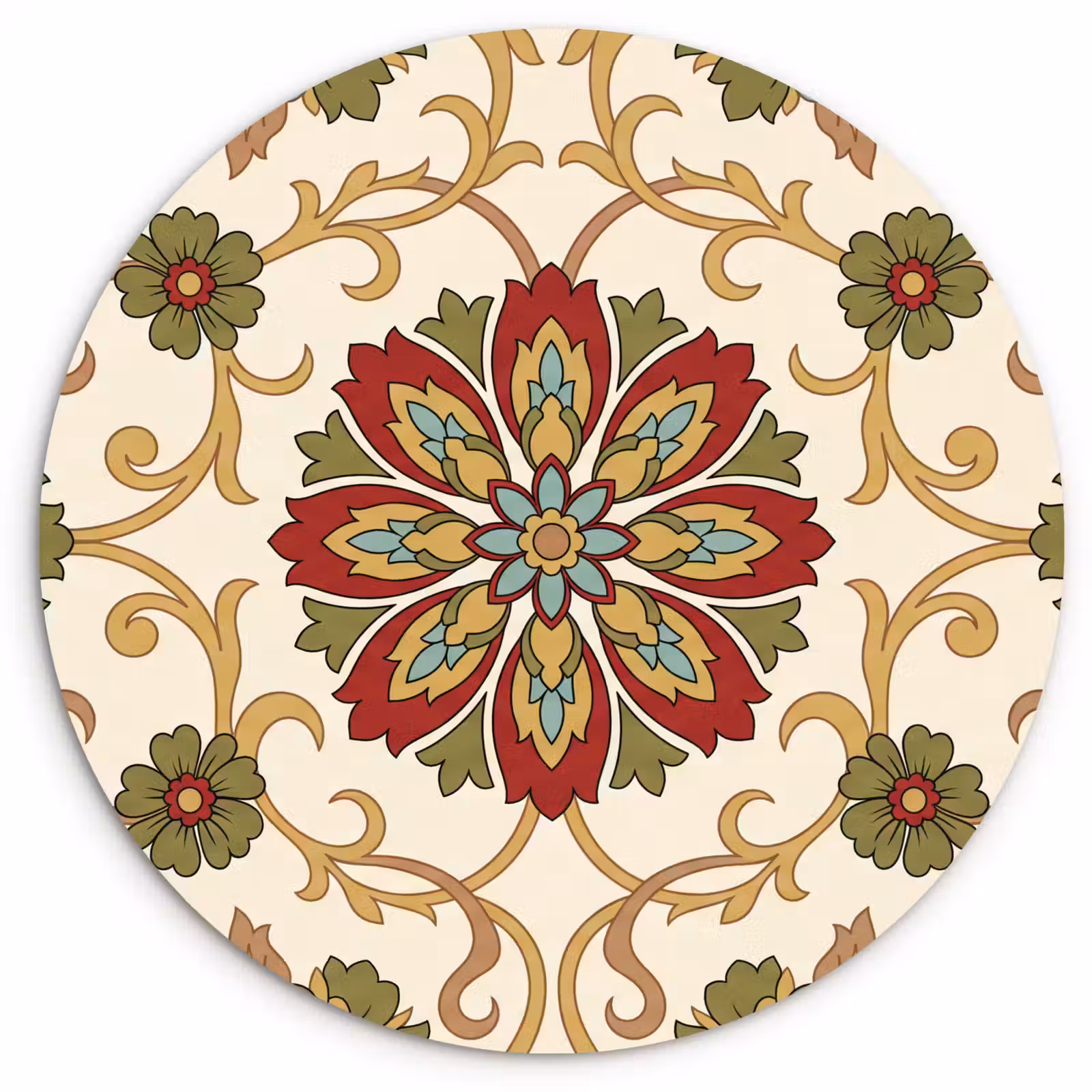 Muurcirkel - Patroon - Bloemen - Ornament - Klassiek - Kleurrijk — 1