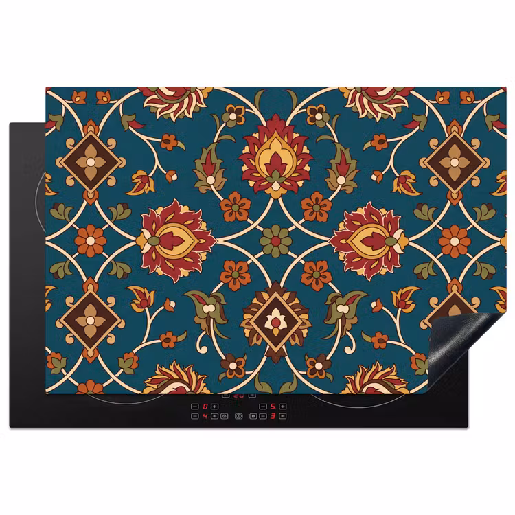 Inductiebeschermer - Ornament - Flora - Traditioneel - Klassiek - Blauwgroen — 1