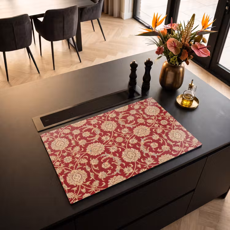 Inductiebeschermer - Patroon - Bloem - Klassiek - Oosters - Rood — 2