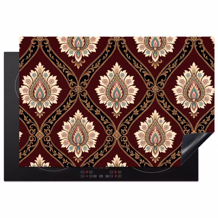 Inductiebeschermer - Patroon - Bloemmotief - Decoratie - Klassiek - Rood — 1